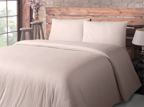 Простыня Страйп-Сатин Бежевая 140гр 100% хлопок