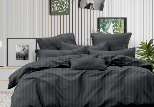 Пододеяльник Страйп-Сатин Темно-серый 140гр 100% хлопок