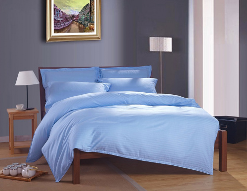 Набор Наволочек Страйп-Сатин Голубой 140гр 100% хлопок